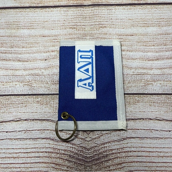 Vintage Alpha Delta Pi Sorority Key Chain Key Holder Wallet 80s White Blue - Picture 1 of 4